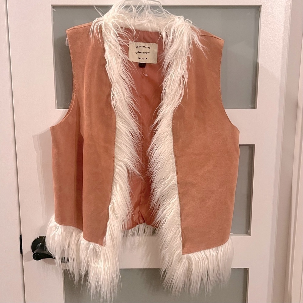 FREE PEOPLE by UNDERSTATED LEATHER Indigo River pink suede vest. NWOT Size L